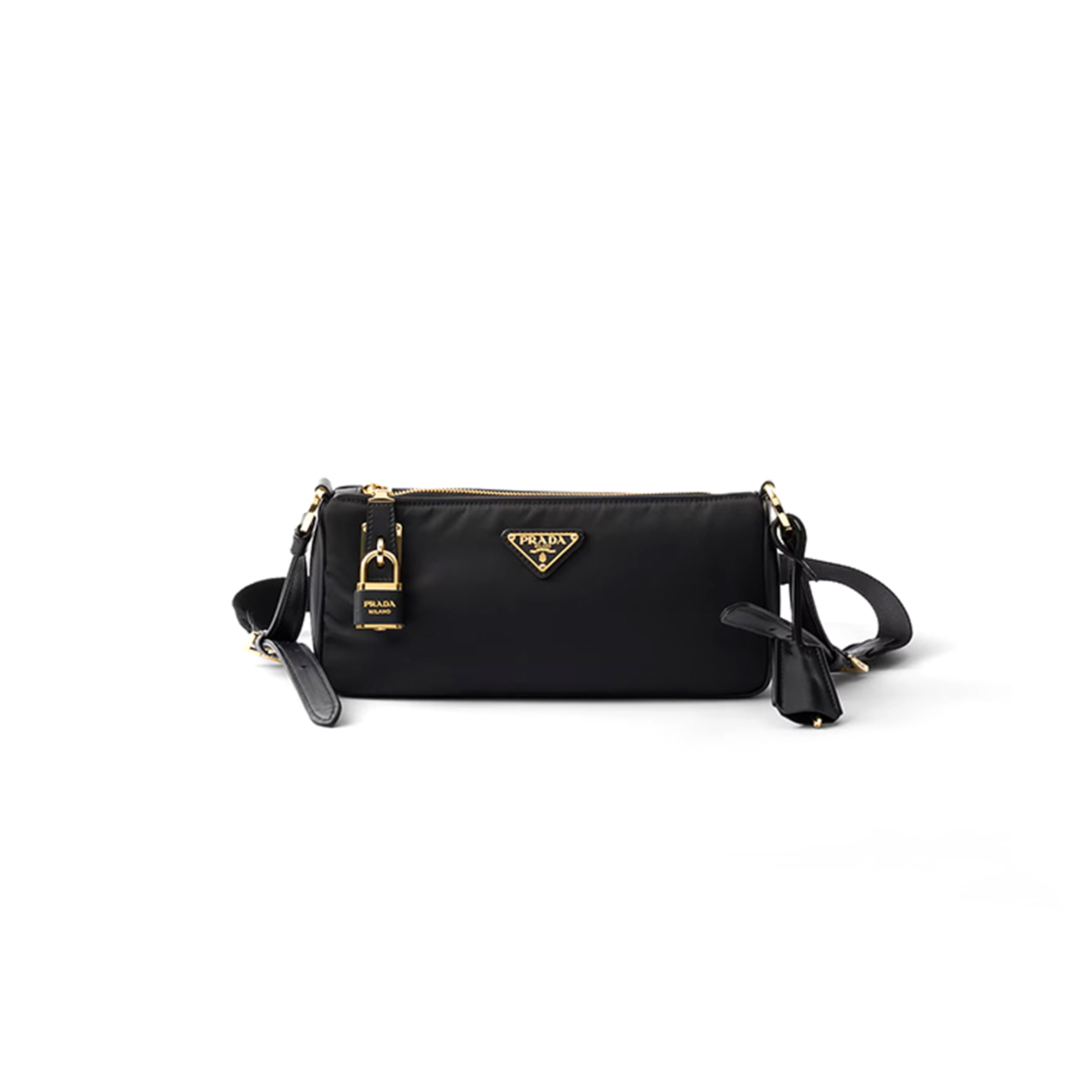 PRADA SMALL RE-NYLON AND LEATHER SHOULDER BAG 1BC234 (27*13*4cm)